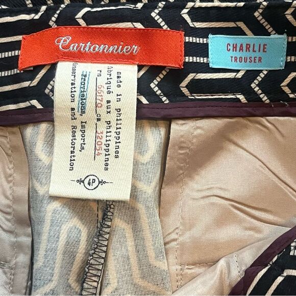 Anthropologie Charlie Trouser Chino Pant Navy Gold Size 4P - Picture 6 of 6